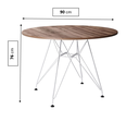 Ver imagem 2 de Mesa Eiffel Redonda 90cm Tampo de Madeira Amendôa com Base de Ferro Branco