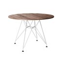 Ver imagem 1 de Mesa Eiffel Redonda 90cm Tampo de Madeira Amendôa com Base de Ferro Branco
