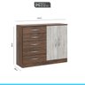 Cômoda Quarto 119 x 93 x 38 Cm 2 Portas 5 Gavetas MDP Castanho Teka 1043 - MENU - 2
