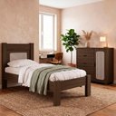 Ver imagem 2 de Cama de Solteiro e Comoda 4 Gavetas 1 Porta Mdf Clara Chocolate Decmade