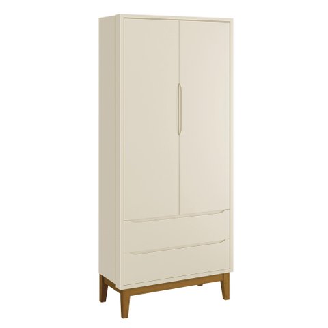 Guarda-Roupa Retrô 2 Portas Classic New Areia Fosco com Madeira - MoveisAqui