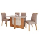 Ver imagem 1 de Conjunto de Mesa de Jantar Tampo de Vidro Off White Louise 1,30 com e 4 Cadeiras Juliana Cinamomo/