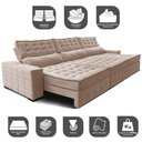 Ver imagem 3 de Sofá Retrátil e Reclinável 4,15m Cama inBox Big Puffer com SoftGel D40 Velupluma Bege