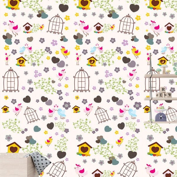 Papel de Parede Adesivo Infantil 004 Passarinho 1.80x0.58m - 1