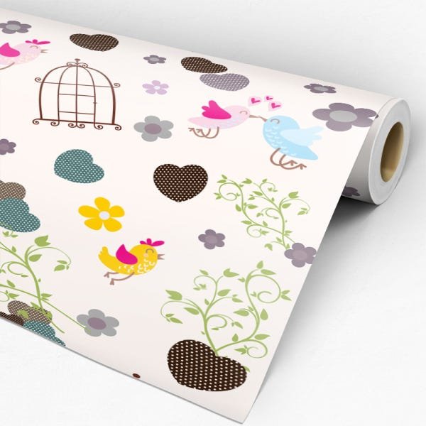 Papel de Parede Adesivo Infantil 004 Passarinho 1.80x0.58m - 3