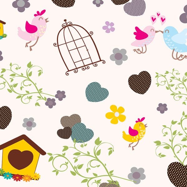 Papel de Parede Adesivo Infantil 004 Passarinho 1.80x0.58m - 2