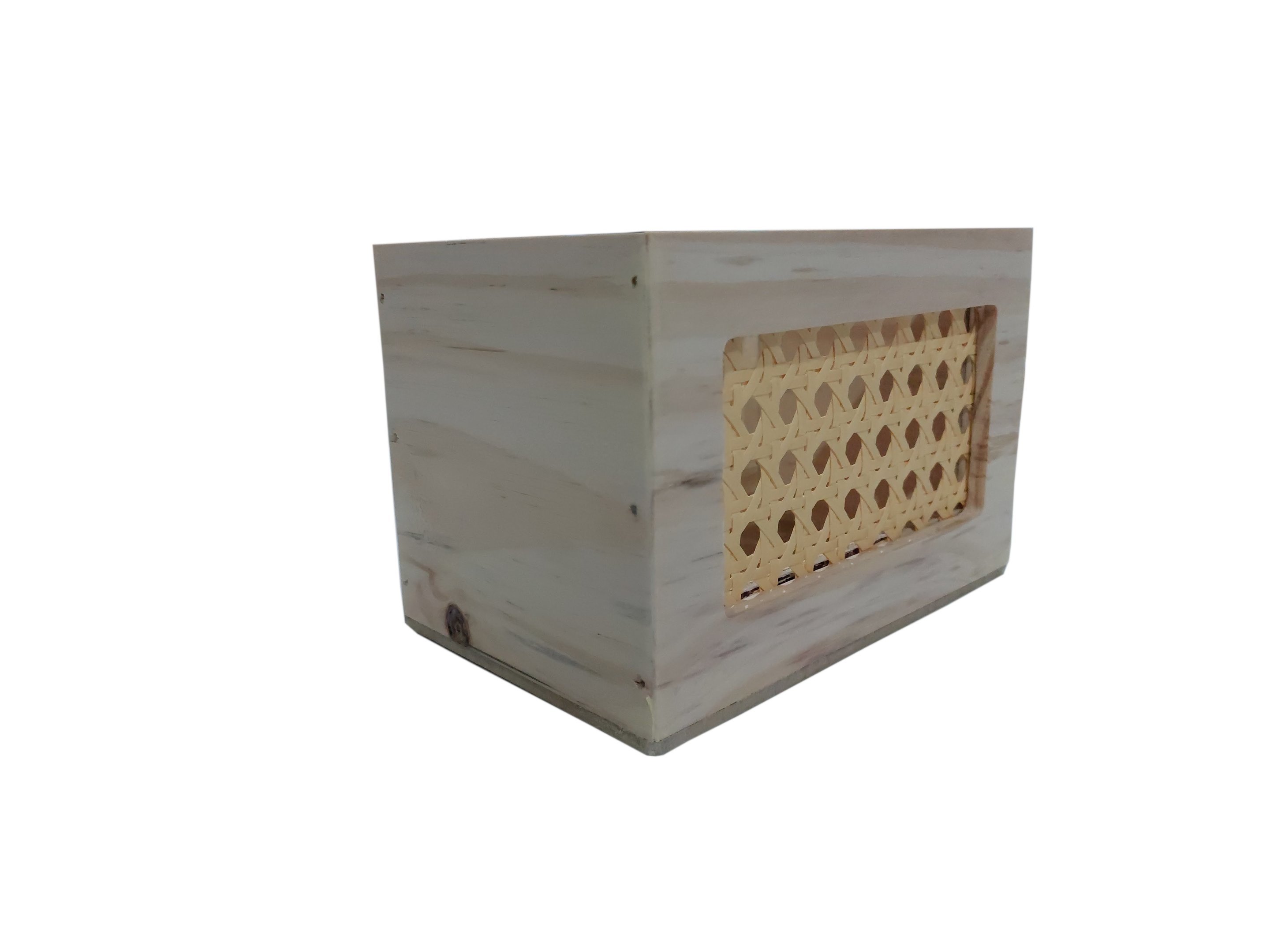 Caixa organizadora de pinus com palhinha rattan 20x15x10 - 1