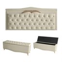 Ver imagem 1 de Kit Helena Cabeceira de Cama Painel e Calçadeira Baú Casal 140 Cm Suede Porcelana Eli Móveis e