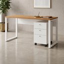 Ver mais imagens de Mesa Escrivaninha Industrial 120cm x 60cm e Gaveteiro Móvel 03 Gavetas 100% MDF F5 Office Cor:Freij