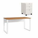Ver imagem 2 de Mesa Escrivaninha Industrial 120cm x 60cm e Gaveteiro Móvel 03 Gavetas 100% MDF F5 Office Cor:Freij