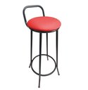 Ver imagem 3 de Banqueta Alta Drink New de Metal Estofada Banco Alto para Cozinha Bar Balcão Preta Assento Vermelho