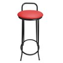 Ver imagem 2 de Banqueta Alta Drink New de Metal Estofada Banco Alto para Cozinha Bar Balcão Preta Assento Vermelho