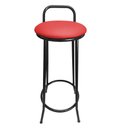 Ver imagem 2 de Banqueta Alta Drink New de Metal Estofada Banco Alto para Cozinha Bar Balcão Preta Assento Vermelho