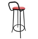 Ver imagem 4 de Banqueta Alta Drink New de Metal Estofada Banco Alto para Cozinha Bar Balcão Preta Assento Vermelho