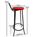 Ver imagem 5 de Banqueta Alta Drink New de Metal Estofada Banco Alto para Cozinha Bar Balcão Preta Assento Vermelho