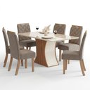Ver imagem 2 de Conjunto Sala Jantar Mesa 160 cm Tampo MDF Vidro 6 Cadeir Layla Confort Casa 812