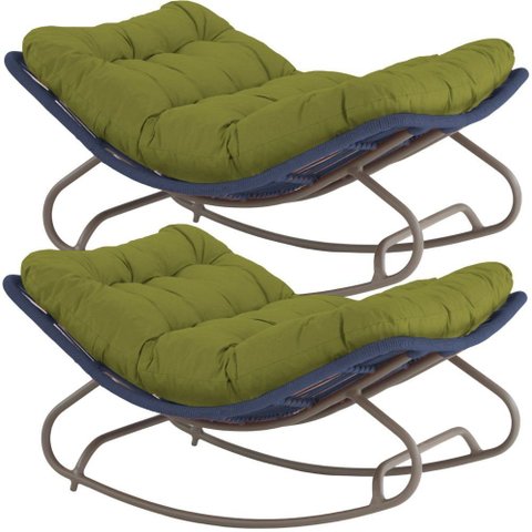 2 Cadeiras Balanço Viena em Alumínio e Corda Náutica Conforto para Jardim Área Sala Trama Original
