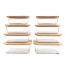 Ver imagem 3 de Kit 8 Potes de Vidro com Tampa de Bambu Hermético Marmita Retangulares - Tud