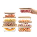 Ver imagem 2 de Kit 8 Potes de Vidro com Tampa de Bambu Hermético Marmita Retangulares - Tud