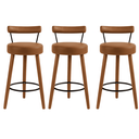 Ver imagem 2 de Kit 3 Banquetas Altas 80 Cm Estofada Corino Café com Encosto Retrô P/ Cozinha Área Gourmet Bancada