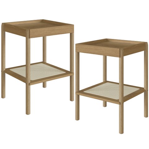 Kit 02 Mesas Lateral para Sala de Estar Pés Madeira Moss A03 Hanover Roble - Lyam Decor