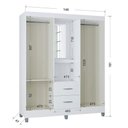 Ver imagem 5 de Cômoda 868 4 Gavetas e 1 Porta com Guarda Roupa Solteiro Córdoba 4 Portas Branco Brilho - Poquema