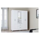 Ver imagem 4 de Cômoda 868 4 Gavetas e 1 Porta com Guarda Roupa Solteiro Córdoba 4 Portas Branco Brilho - Poquema
