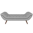 Ver imagem 2 de Kit Cabeceira Cama Box Casal 160cm Madrid com Puff Recamier Santorini Veludo Cinza