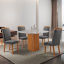 Ver imagem 1 de Mesa de Jantar Eloise 90cm Tampo MDF Vidro Canto Copo com 4 Cadeiras Aline