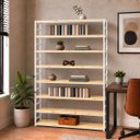 Ver imagem 2 de Estante Multiuso Organizador Livreiro Estilo Industrial 180x150 Branco Natural