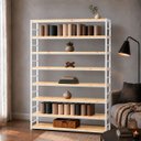 Ver imagem 1 de Estante Multiuso Organizador Livreiro Estilo Industrial 180x150 Branco Natural