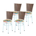 Ver imagem 2 de 4 Cadeiras Branca para Mesa Hawai Avelã Assento Floral Cor:floral Orquídea