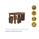Ver imagem 2 de Conjunto de Mesa com Nichos e 4 Bancos B21 Emovell:montana