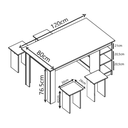 Ver imagem 3 de Conjunto de Mesa com Nichos e 4 Bancos B21 Emovell:montana