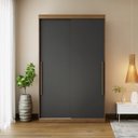Ver imagem 1 de Guarda Roupa 2 Portas de Correr 2 Gavetas Gênova Plus Cinza/Ipê Wood/Grafite