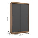 Ver imagem 6 de Guarda Roupa 2 Portas de Correr 2 Gavetas Gênova Plus Cinza/Ipê Wood/Grafite
