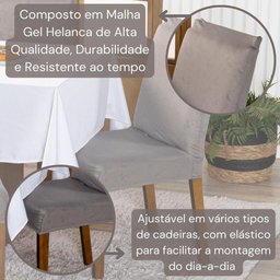 Kit Capas de Cadeira Jantar Lisa Ajustável com Elástico 08 Pçs - Protetora para Cinza - 2