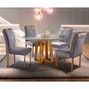 Ver imagem 2 de Conjunto Sala de Jantar Natalle e Rubi 4 Lugares Mesa Redonda 1m e 4 Cadeiras Moveis Mix