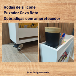 Carrinho Auxiliar para Organização de Livros e Brinquedos em Azul e Branco - 7
