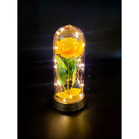Luminária a Rosa Encantada a Bela e a Fera o Pequeno Príncipe Amor Lindo Média - Amarelo