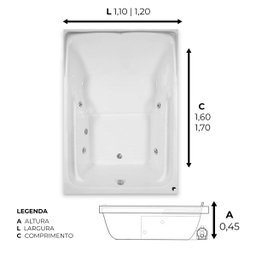 Banheira Dupla Toronto com Hidro - 127v - 2