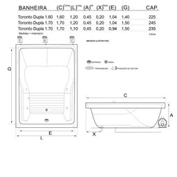 Banheira Dupla Toronto com Hidro - 127v - 3