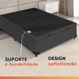 Cama Box Baú Colchão Casal Molas Ensacadas City Pillow Top 138x188x64cm Branco / Cinza Hellen - 9 Cama Box Baú Colchão Casal Molas Ensacadas City Pillow Top 138x188x64cm Branco / Cinza Hellen - 9