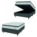 Ver imagem 3 de Cama Box Baú Colchão Casal Molas Ensacadas City Pillow Top 138x188x64cm Branco / Cinza Hellen