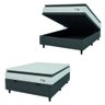 Cama Box Baú Colchão Casal Molas Ensacadas City Pillow Top 138x188x64cm Branco / Cinza Hellen - 3