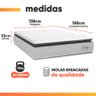 Cama Box Baú Colchão Casal Molas Ensacadas City Pillow Top 138x188x64cm Branco / Cinza Hellen - 5