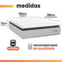 Ver imagem 6 de Cama Box Baú Colchão Casal Molas Ensacadas City Pillow Top 138x188x64cm Branco / Cinza Hellen