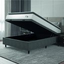 Ver imagem 2 de Cama Box Baú Colchão Casal Molas Ensacadas City Pillow Top 138x188x64cm Branco / Cinza Hellen