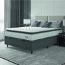 Cama Box Baú Colchão Casal Molas Ensacadas City Pillow Top 138x188x64cm Branco / Cinza Hellen - 1