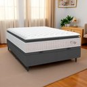 Ver imagem 4 de Cama Box Baú Colchão Casal Molas Ensacadas City Pillow Top 138x188x64cm Branco / Cinza Hellen